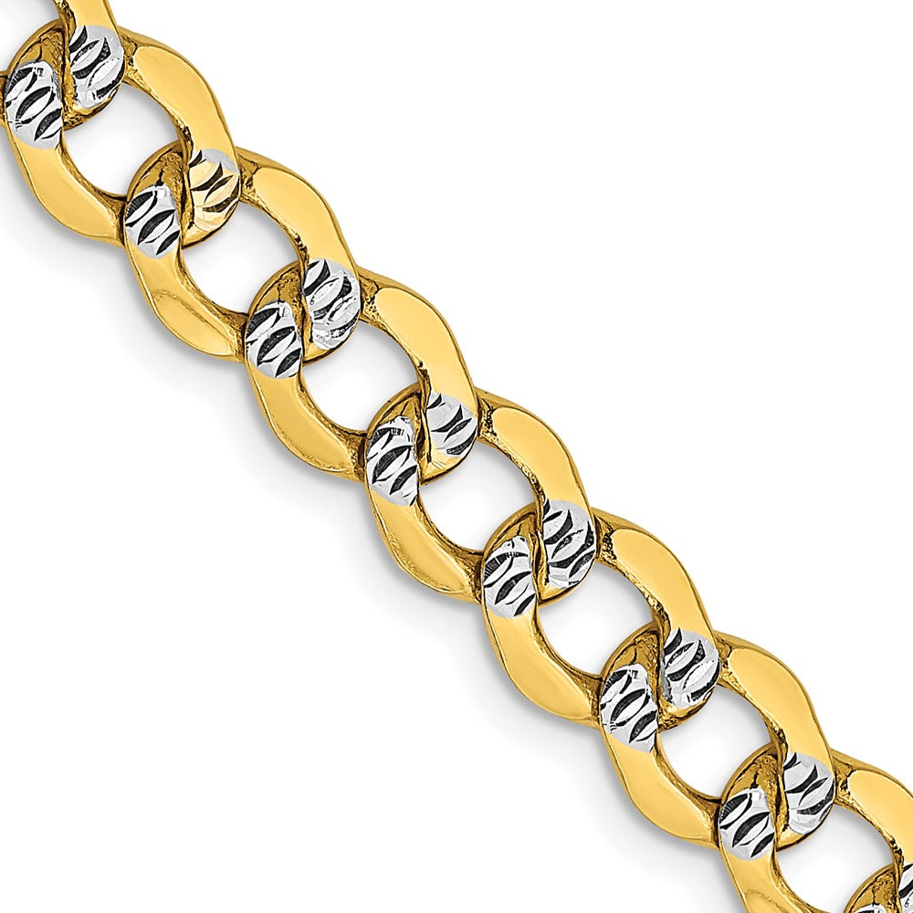 14k 6.75mm Semi-solid with Rhodium Pav‚ Curb Chain