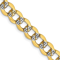 Thumbnail for 14k 6.75mm Semi-solid with Rhodium Pav‚ Curb Chain