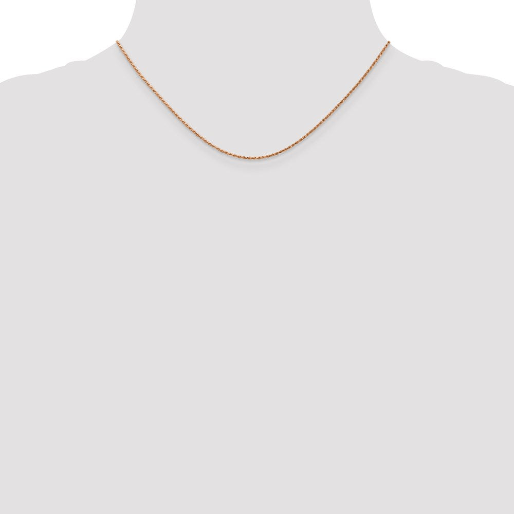 14k Rose Gold 1mm D/C Machine-made Rope Chain