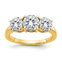 Thumbnail for 14k 2 1/5ct. Three Stone G H I True Light Round Moissanite Ring