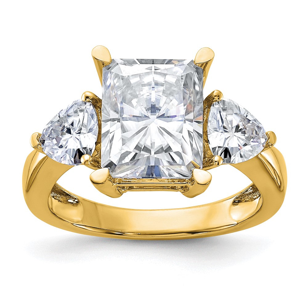 14k 4 7/8ct. Three Stone G H I True Light Moissanite Engagement Ring