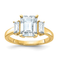 Thumbnail for 14k 3ct. Three Stone D E F Pure Light Moissanite Engagement Ring