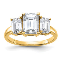 Thumbnail for 14k 2 7/8ct. Three Stone G H I True Light Emerald-cut Moissanite Ring