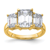 Thumbnail for 14k 4 3/4ct. Three Stone G H I True Light Emerald-cut Moissanite Ring