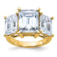 Thumbnail for 14k 10 1/10ct. Three Stone D E F Pure Light Emerald-cut Moissanite Ring