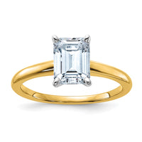 Thumbnail for 14k Two Tone 1 3/4ct. D E F Pure Light Emerald Moissanite Solitaire Ring