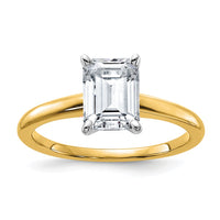 Thumbnail for 14k Two Tone 1 3/4ct. G H I True Light Emerald Moissanite Solitaire Ring