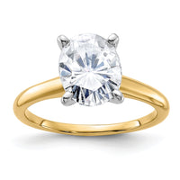 Thumbnail for 14k Two Tone 3ct. G H I True Light Oval Moissanite Solitaire Ring