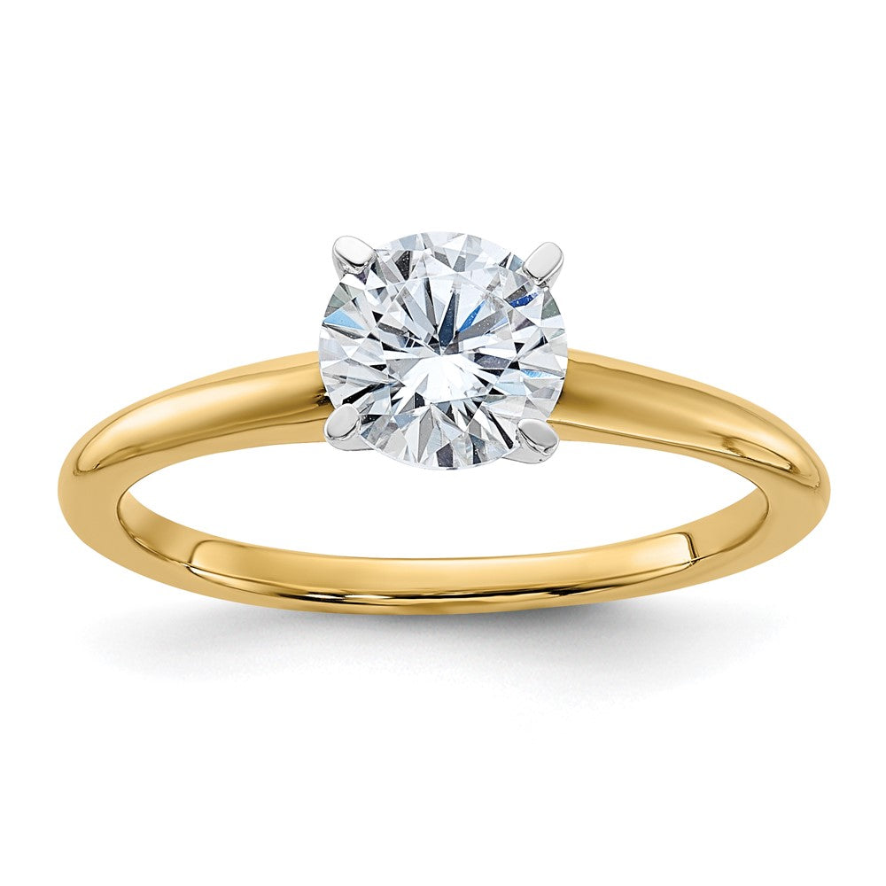14k Two Tone 1ct. D E F Pure Light Round Moissanite Solitaire Ring