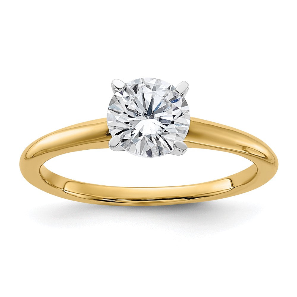 14k Two Tone 1ct. G H I True Light Round Moissanite Solitaire Ring