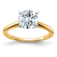 Thumbnail for 14k Two Tone 1 3/4ct. D E F Pure Light Round Moissanite Solitaire Ring