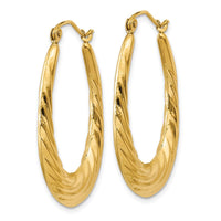 Thumbnail for 14k Polished Twisted Oval Hollow Hoop Earrings