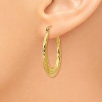 Thumbnail for 14k Polished Twisted Oval Hollow Hoop Earrings