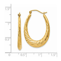 Thumbnail for 14k Polished Twisted Oval Hollow Hoop Earrings