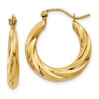 Thumbnail for 14k Polished Twisted Hollow Hoop Earrings