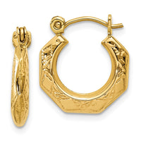 Thumbnail for 14k Polished Patterned Hollow Hoop Earrings