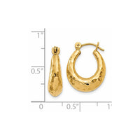 Thumbnail for 14k Hammered Fancy Hollow Hoop Earrings