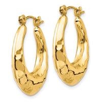 Thumbnail for 14k Hammered Fancy Hollow Hoop Earrings