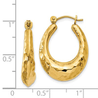 Thumbnail for 14k Hammered Fancy Hollow Hoop Earrings