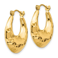 Thumbnail for 14k Hammered Fancy Hollow Hoop Earrings
