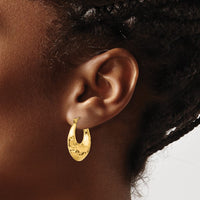 Thumbnail for 14k Hammered Fancy Hollow Hoop Earrings