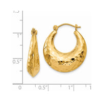 Thumbnail for 14k Hammered Fancy Hollow Hoop Earrings