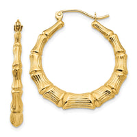 Thumbnail for 14k Polished Bamboo Hoop Earrings