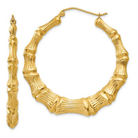 Thumbnail for 14k Polished Bamboo Hoop Earrings