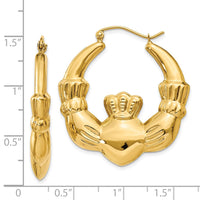 Thumbnail for 14k Polished Claddagh Hoop Earrings