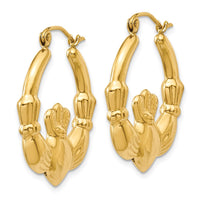 Thumbnail for 14k Polished Claddagh Hoop Earrings