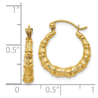 Thumbnail for 14k Polished Bamboo Design Hollow Hoop Earrings