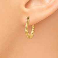Thumbnail for 14k Polished Bamboo Design Hollow Hoop Earrings