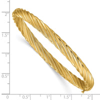 Thumbnail for 14k 4/16 Fancy Textured Hinged Bangle Bracelet