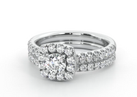 Thumbnail for 1 Carat Halo Diamond Bridal Set in Cushion Setting