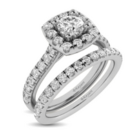 Thumbnail for 1 Carat Halo Diamond Bridal Set in Cushion Setting
