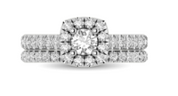 Thumbnail for 1 Carat Halo Diamond Bridal Set in Cushion Setting