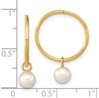 Thumbnail for 14 Karat Yellow Gold Petite Pearl Hoop Earrings