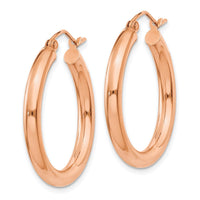 Thumbnail for 14k Rose Gold Polished 3mm Lightweight Tube Hoop Earrings