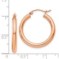 Thumbnail for 14k Rose Gold Polished 3mm Lightweight Tube Hoop Earrings