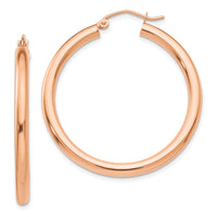 Thumbnail for 14k Rose Gold Polished 3mm Lightweight Tube Hoop Earrings