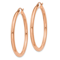Thumbnail for 14k Rose Gold Polished 3mm Lightweight Tube Hoop Earrings