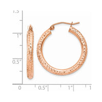 Thumbnail for 14k Rose Gold 3mm Diamond-cut Hoop