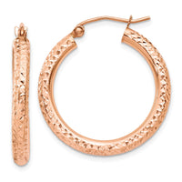 Thumbnail for 14k Rose Gold 3mm Diamond-cut Hoop