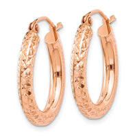 Thumbnail for 14k Rose Gold 3mm Diamond-cut Hoop