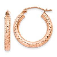 Thumbnail for 14k Rose Gold 3mm Diamond-cut Hoop