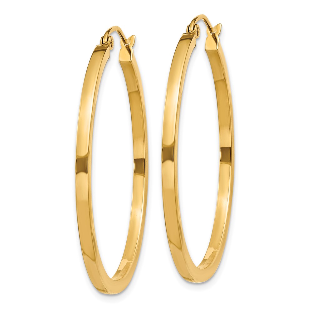 14k 2mm Square Tube Hoop Earrings