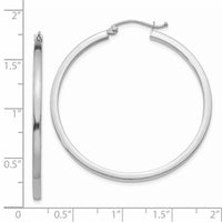 Thumbnail for 14k White Gold 2mm Square Tube Hoops