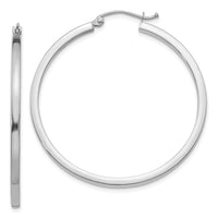 Thumbnail for 14k White Gold 2mm Square Tube Hoops