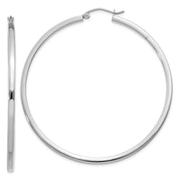 Thumbnail for 14k White Gold 2mm Square Tube Hoops