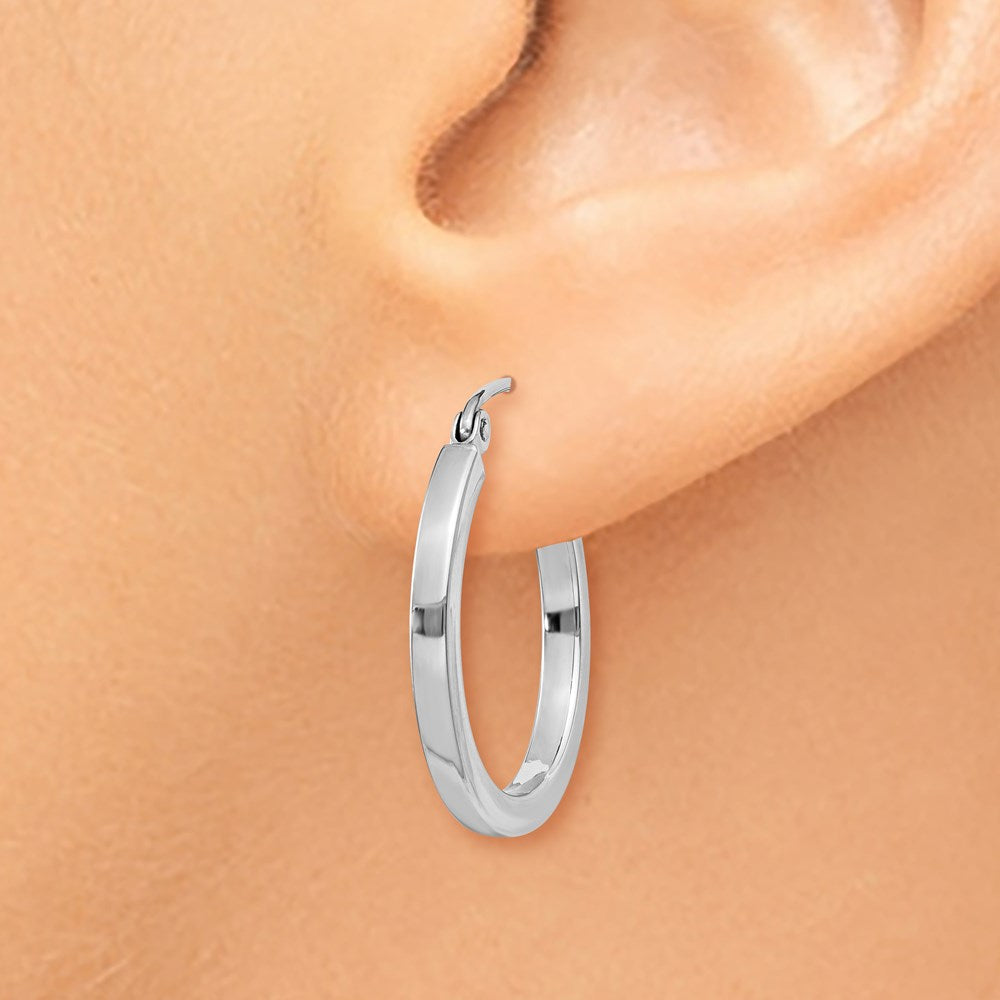 14k White Gold 2mm Square Tube Hoops